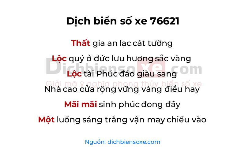 Dịch thơ biển số 76621