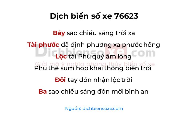 Dịch thơ biển số 76623