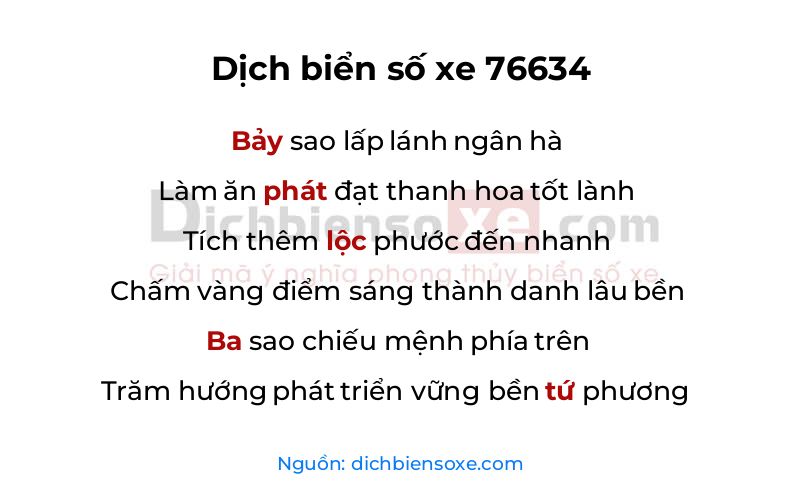 Dịch thơ biển số 76634
