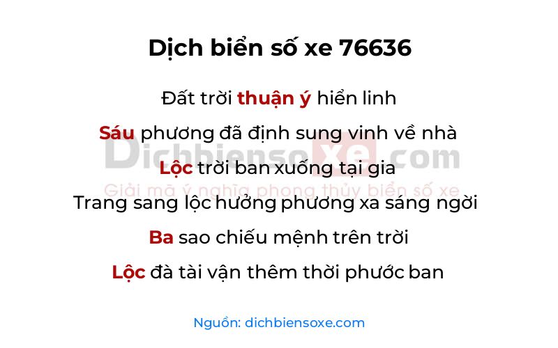Dịch thơ biển số 76636