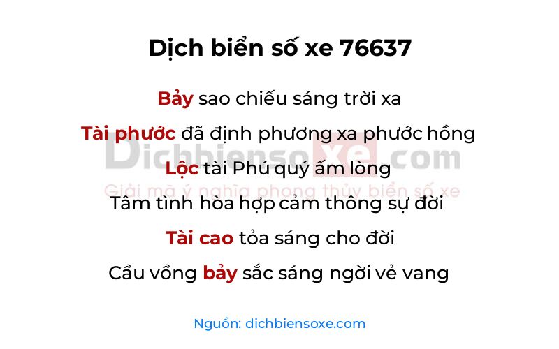 Dịch thơ biển số 76637
