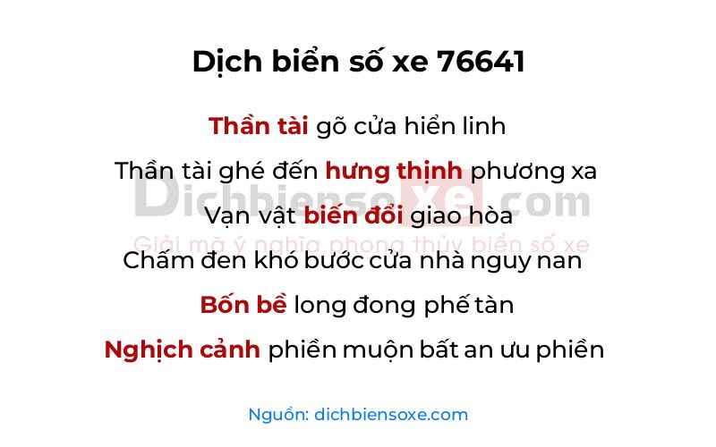 Dịch thơ biển số 76641
