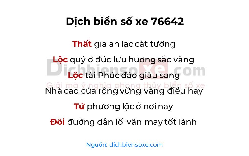 Dịch thơ biển số 76642