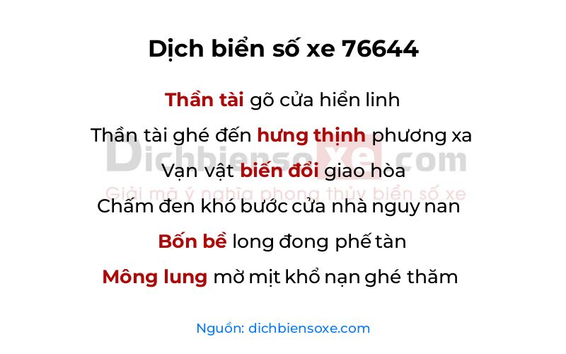 Dịch thơ biển số 76644