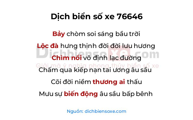 Dịch thơ biển số 76646