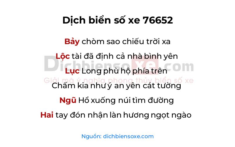 Dịch thơ biển số 76652