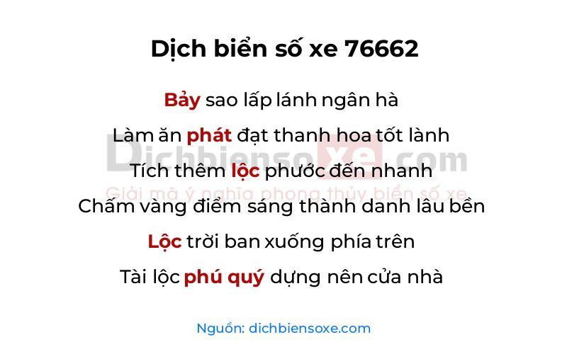 Dịch thơ biển số 76662