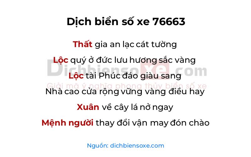Dịch thơ biển số 76663