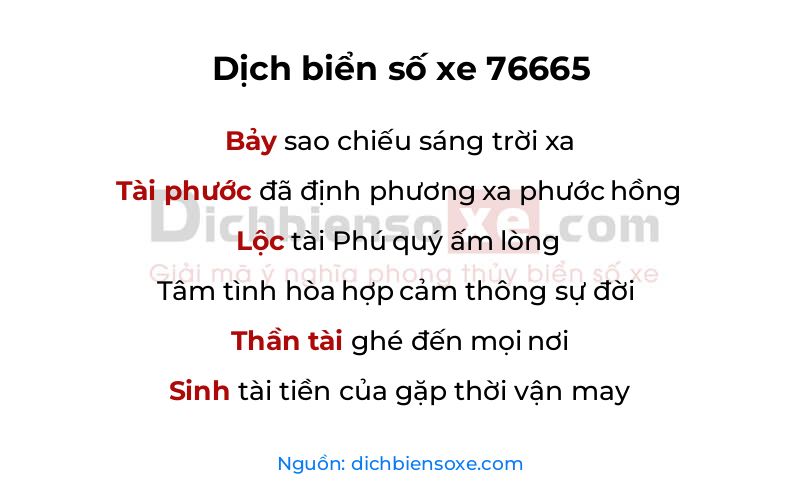 Dịch thơ biển số 76665
