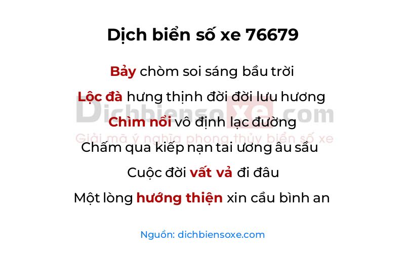 Dịch thơ biển số 76679