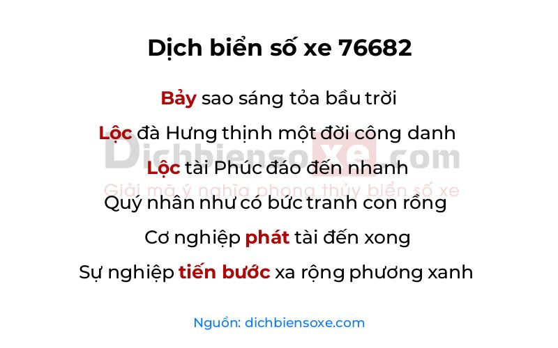 Dịch thơ biển số 76682