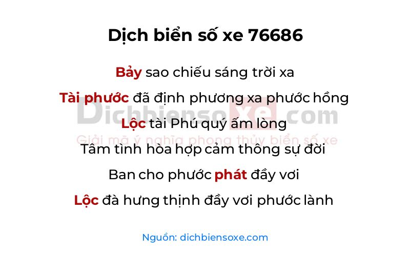Dịch thơ biển số 76686