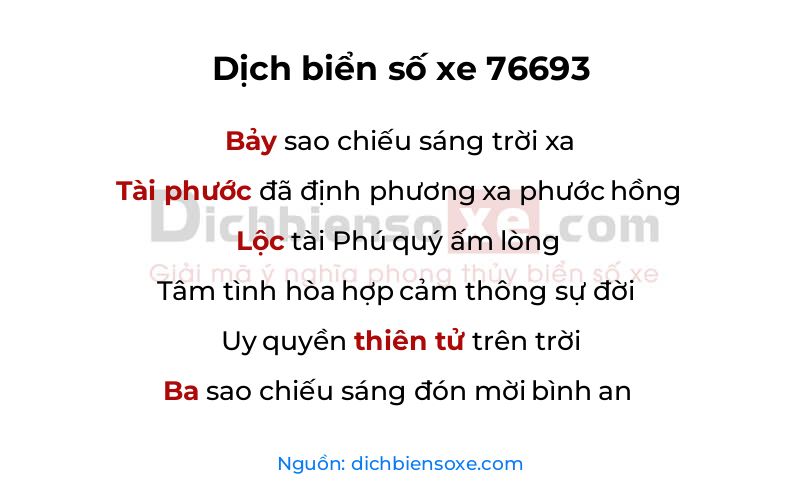 Dịch thơ biển số 76693