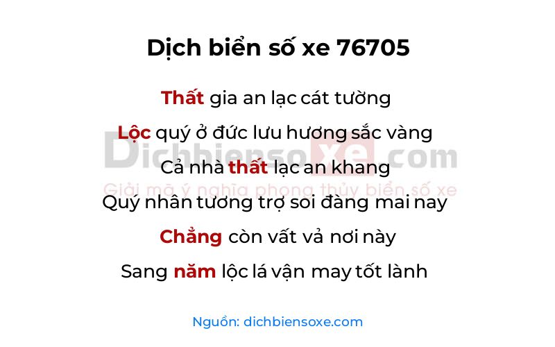 Dịch thơ biển số 76705