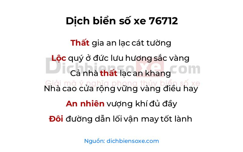 Dịch thơ biển số 76712