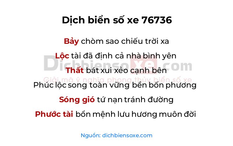 Dịch thơ biển số 76736