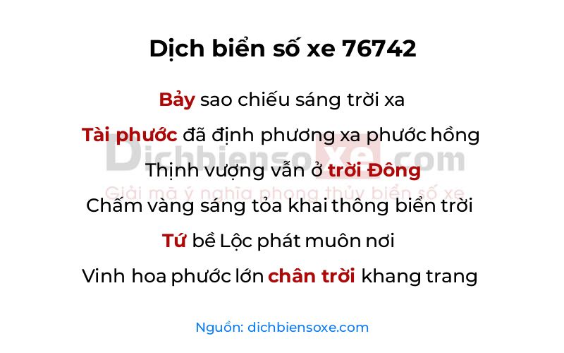 Dịch thơ biển số 76742