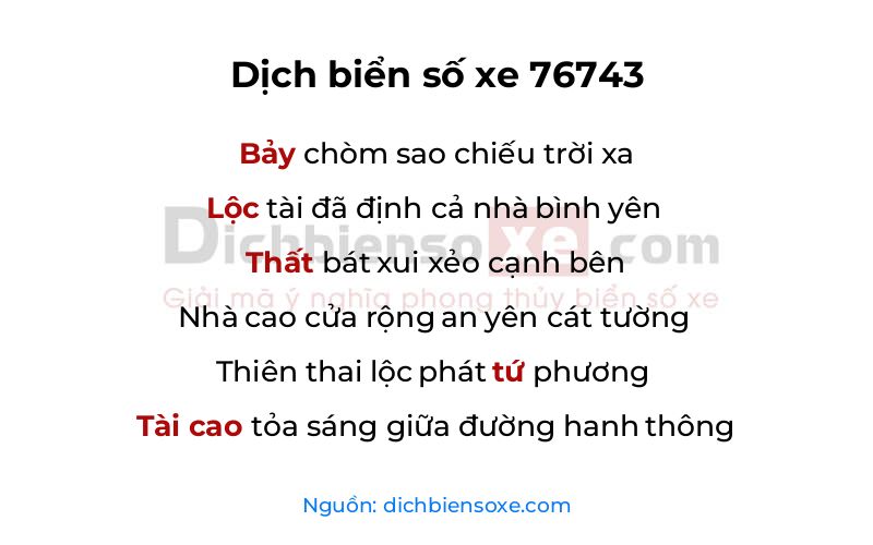 Dịch thơ biển số 76743