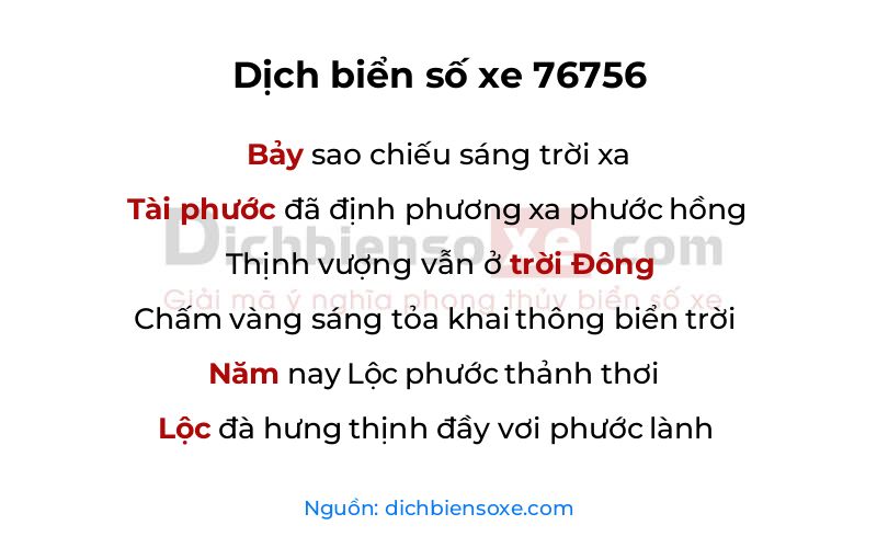Dịch thơ biển số 76756