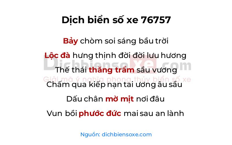 Dịch thơ biển số 76757