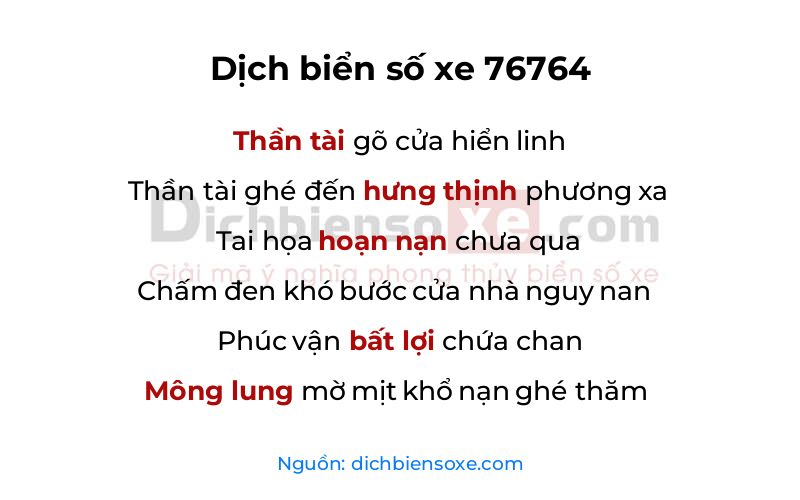 Dịch thơ biển số 76764