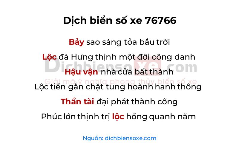 Dịch thơ biển số 76766