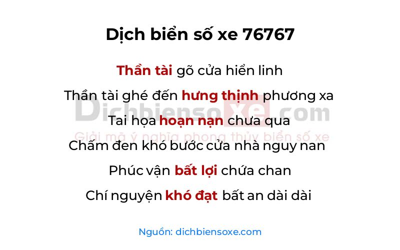 Dịch thơ biển số 76767