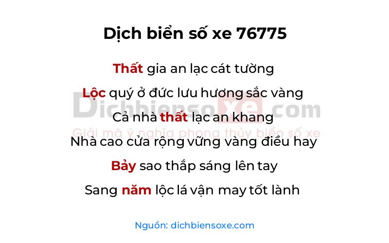 Dịch thơ biển số 76775