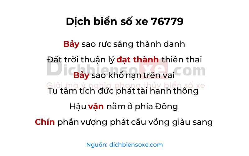 Dịch thơ biển số 76779