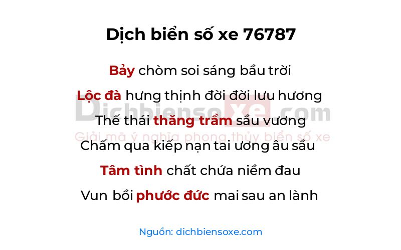 Dịch thơ biển số 76787