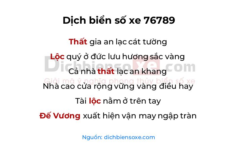 Dịch thơ biển số 76789