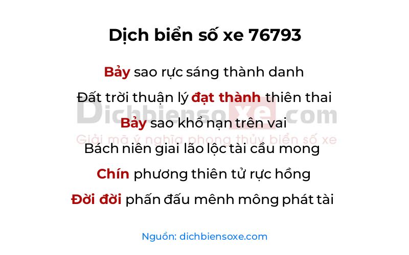 Dịch thơ biển số 76793