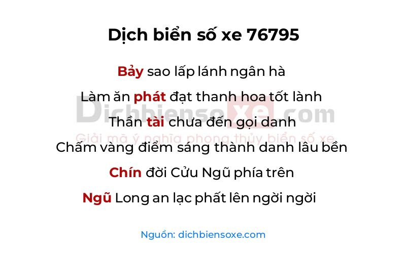 Dịch thơ biển số 76795