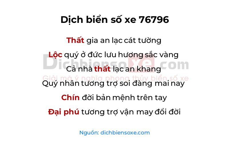 Dịch thơ biển số 76796