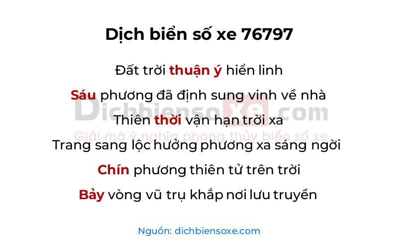 Dịch thơ biển số 76797