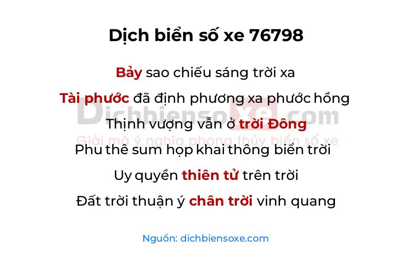 Dịch thơ biển số 76798