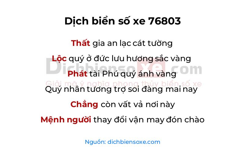 Dịch thơ biển số 76803