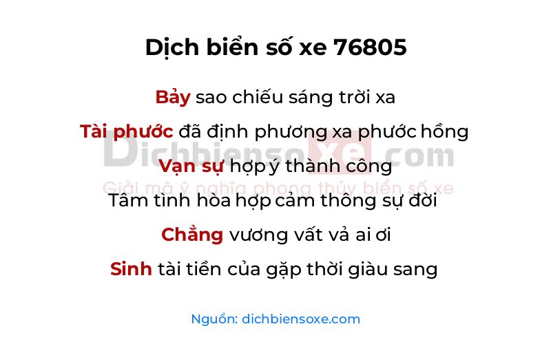 Dịch thơ biển số 76805