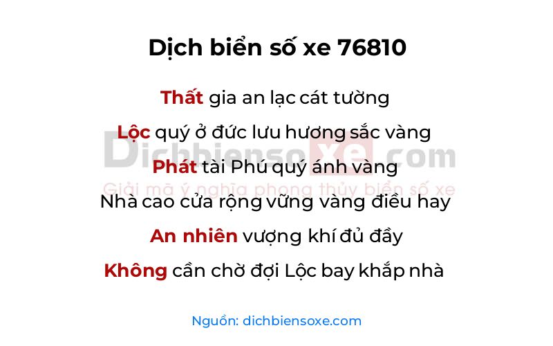 Dịch thơ biển số 76810