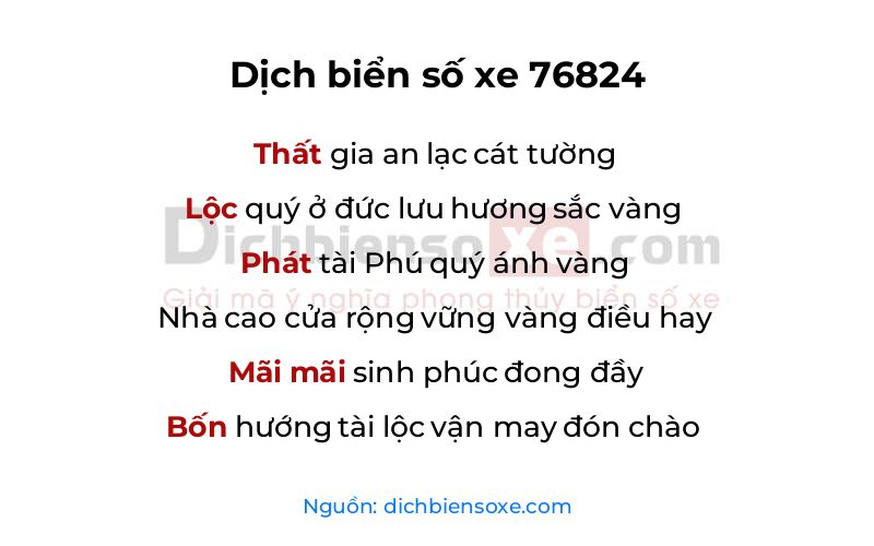 Dịch thơ biển số 76824
