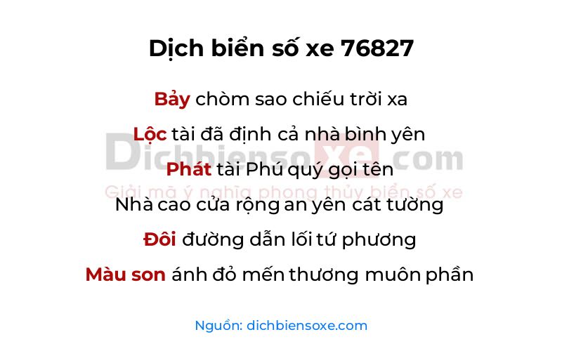 Dịch thơ biển số 76827