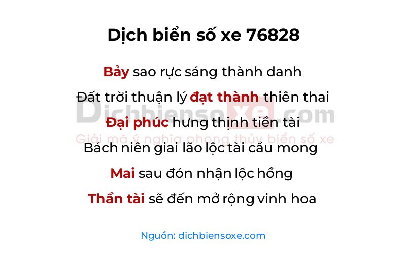 Dịch thơ biển số 76828
