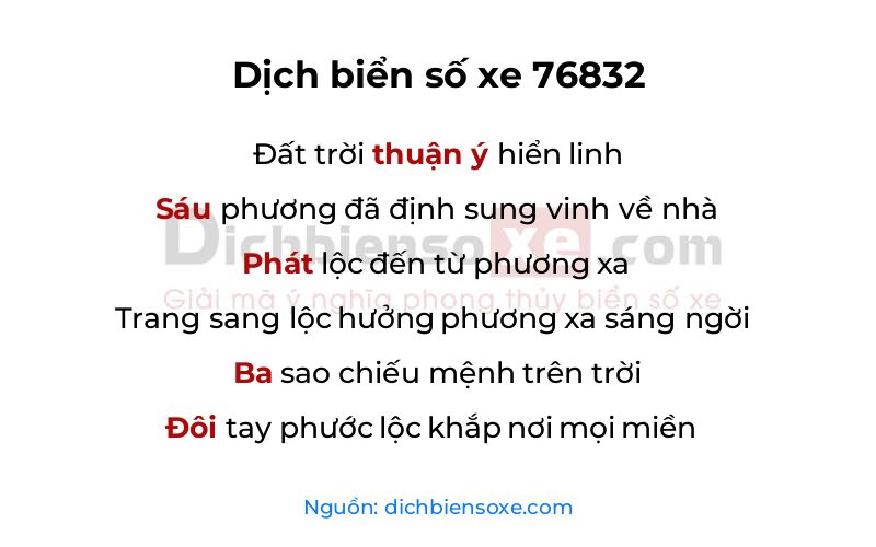Dịch thơ biển số 76832