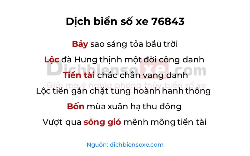 Dịch thơ biển số 76843