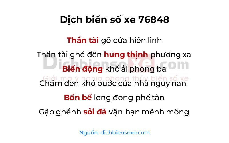 Dịch thơ biển số 76848