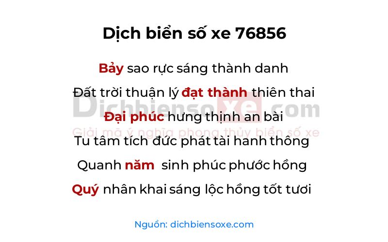 Dịch thơ biển số 76856