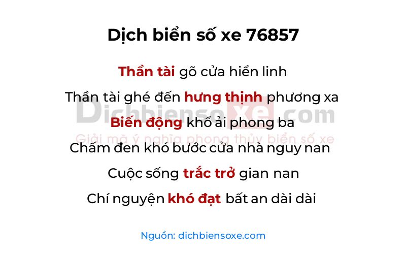 Dịch thơ biển số 76857