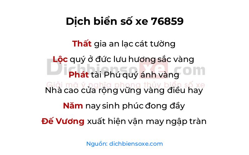 Dịch thơ biển số 76859