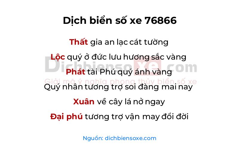 Dịch thơ biển số 76866