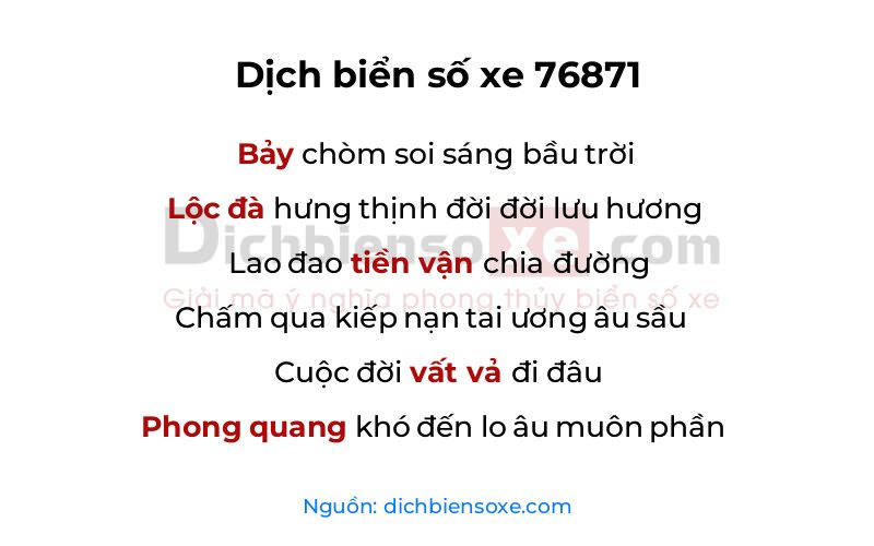 Dịch thơ biển số 76871